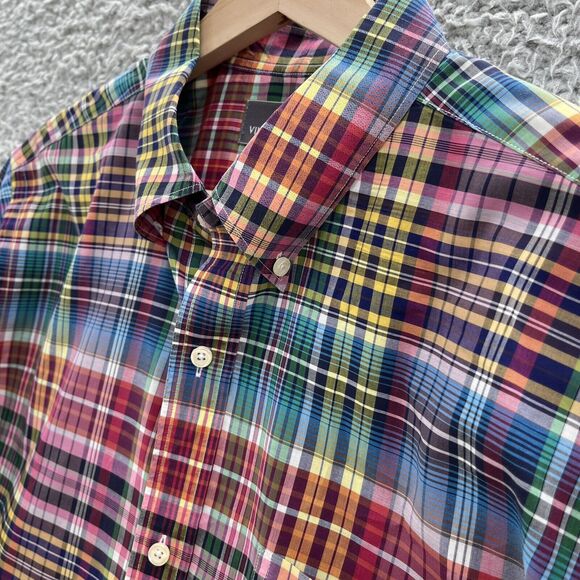 Vince Shirt Mens Medium Colorful Plaid Long Sleeve Cotton Slim Fit Button Down - Picture 4 of 13